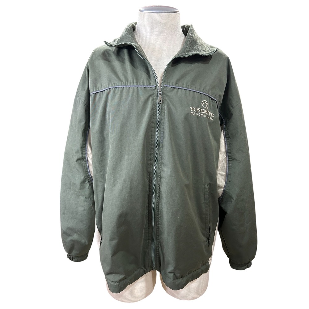Cheneral Men Yosemite National Park Reversible Jacket L Green Fleece Windbreaker